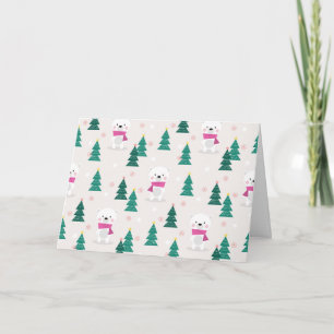Adorable Polar Bear And Christmas Tree Card