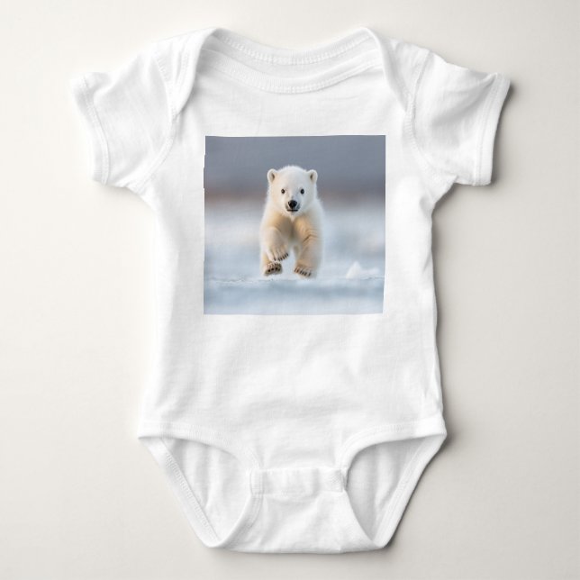 Adorable Polar Bear Cub Baby Bodysuit (Front)