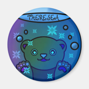 Adorable Polar Bear Snow Globe Magnet