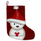 Adorable Polar Bear with Heart Christmas Stocking