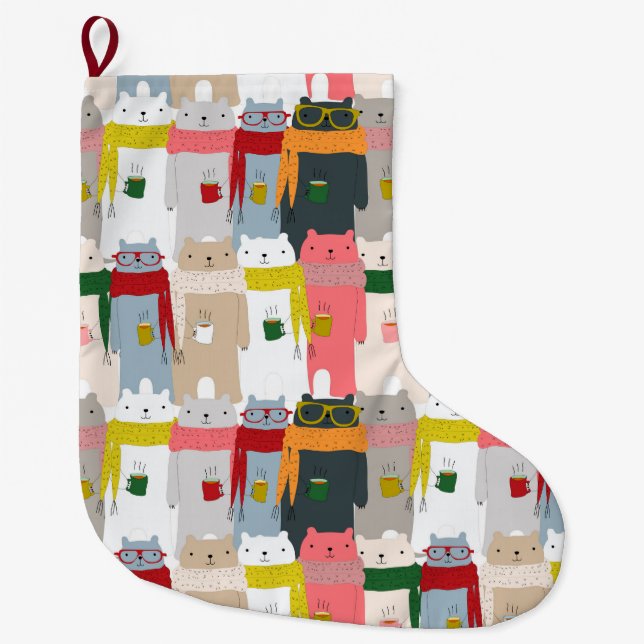Adorable Polar Bears Large Christmas Stocking (Front)