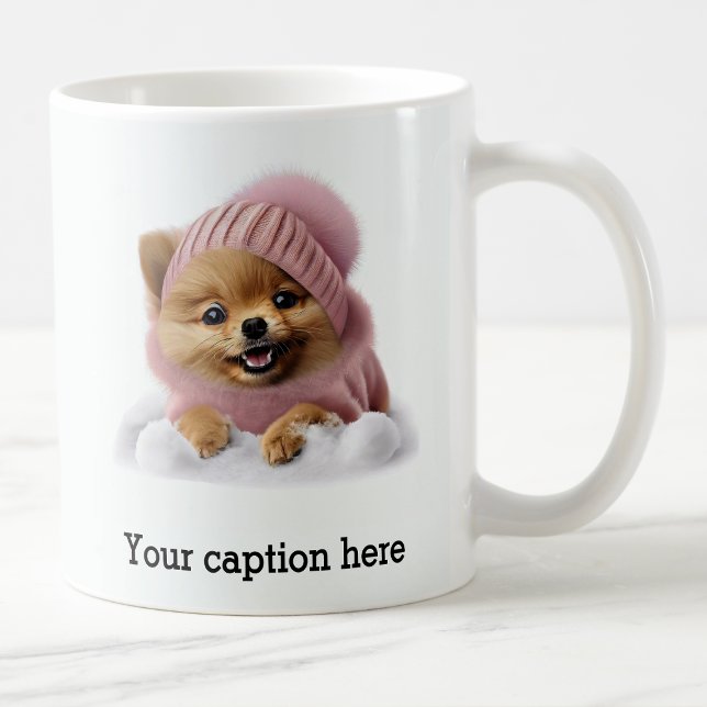 Adorable Pomeranian Winter Playtime Coffee Mug (Creator Uploaded)