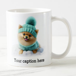 Adorable Pomeranian Winter Playtime Coffee Mug