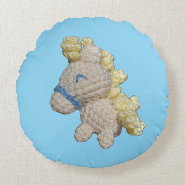 Adorable Pony Amigurumi Pillow! Round Cushion (Front)