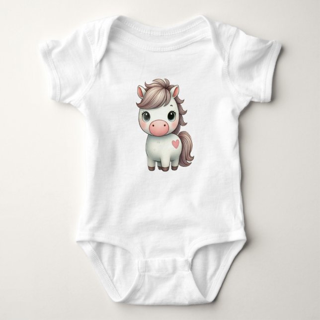 Adorable Pony with Heart Baby Bodysuit (Front)