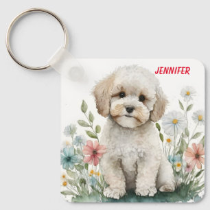 Adorable Poodle Puppy Dog Key Ring