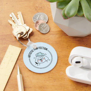 Adorable Poodle Puppy Doodle Blue Art Dog Accent Key Ring