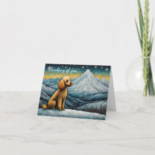 Adorable Poodle Snowy Mountain Thinking Of You Card