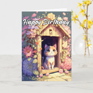 Adorable Posing Baby Kitten Illustration Card