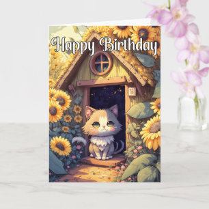 Adorable Posing Kitty Cat Illustration Card