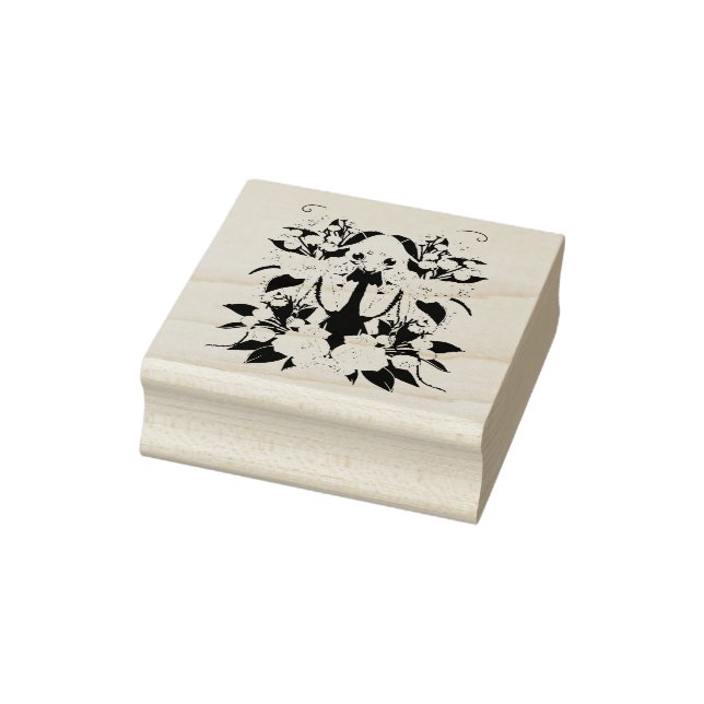 Adorable Praying Mantis And Mountain Laurel  Rubber Stamp (Stamp)