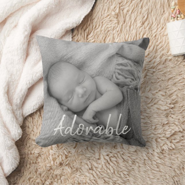 Adorable precious baby black and white photos cushion (Blanket)