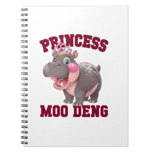 Adorable PRINCESS MOO DENG Baby Hippo Girl Dabbing Notebook