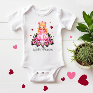 Adorable princess with flowers baby bodysuit