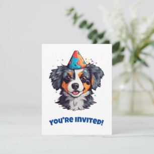 Adorable Printable Dog in a Birthday Hat! -`ღ´- Holiday Card