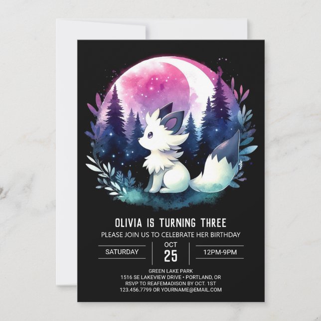 Adorable Printable Wolf Birthday Invitation (Front)