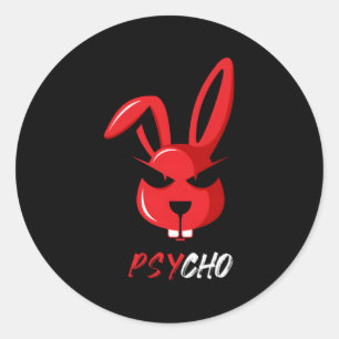 Adorable Psycho Weird Bunny Rabbit Classic Round Sticker