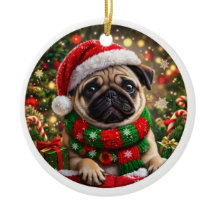 Adorable Pug Christmas Ornament