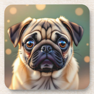 Adorable Pug Close up Cute Dog Coaster