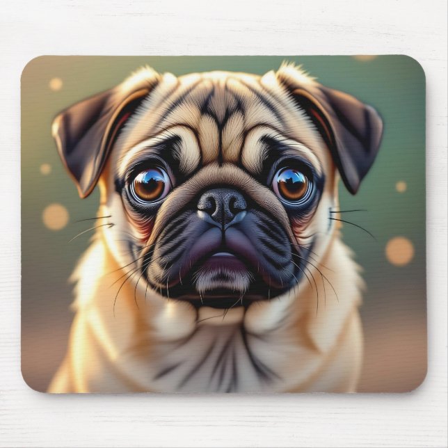 Adorable Pug Close up | Cute Dog  Mouse Pad (Front)
