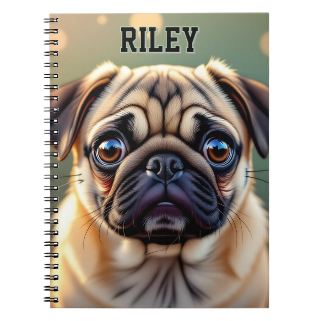 Adorable Pug Close up | Cute Dog Personalised Notebook (Front)