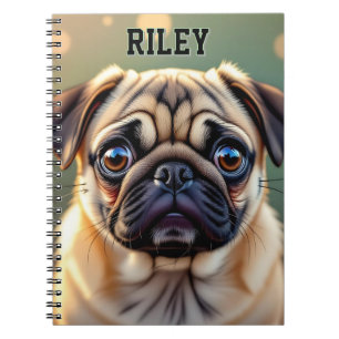 Adorable Pug Close up Cute Dog Personalized Notebook