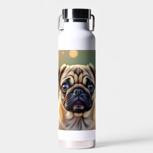 Adorable Pug Close up   Cute Dog Personalized Water Bottle