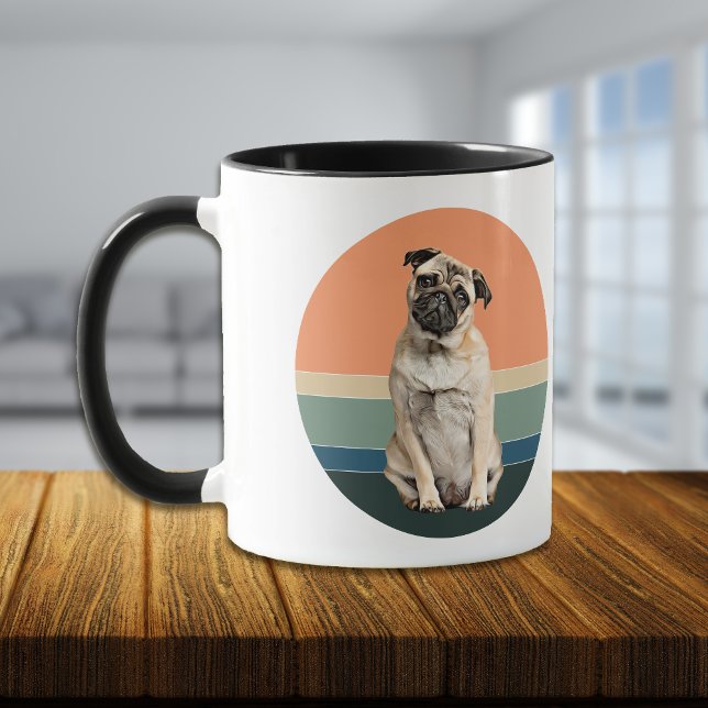Adorable Pug Dog Retro Sunset Mug (Creator Uploaded)