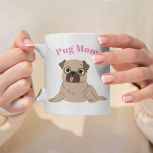 Adorable Pug Illustration Custom Photo "Pug Mum" Coffee Mug