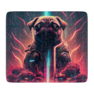 Adorable Pug in Futuristic Robot Costume Cutting Board