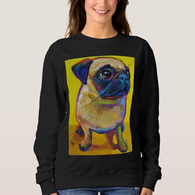 Adorable Pug Puppy on Yellow Classic T-Shirt 250 Sweatshirt (Front)