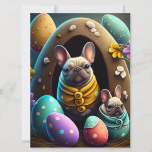 Adorable Pug with Easter Eggs A Festive and Cute  Card