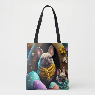 Adorable Pug with Easter Eggs A Festive and Cute Tote Bag