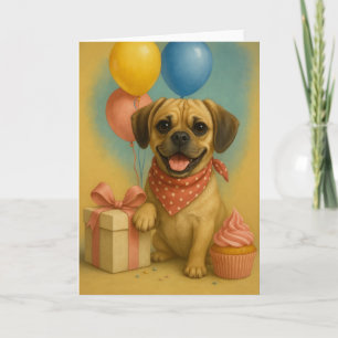 Adorable Puggle Birthday Card