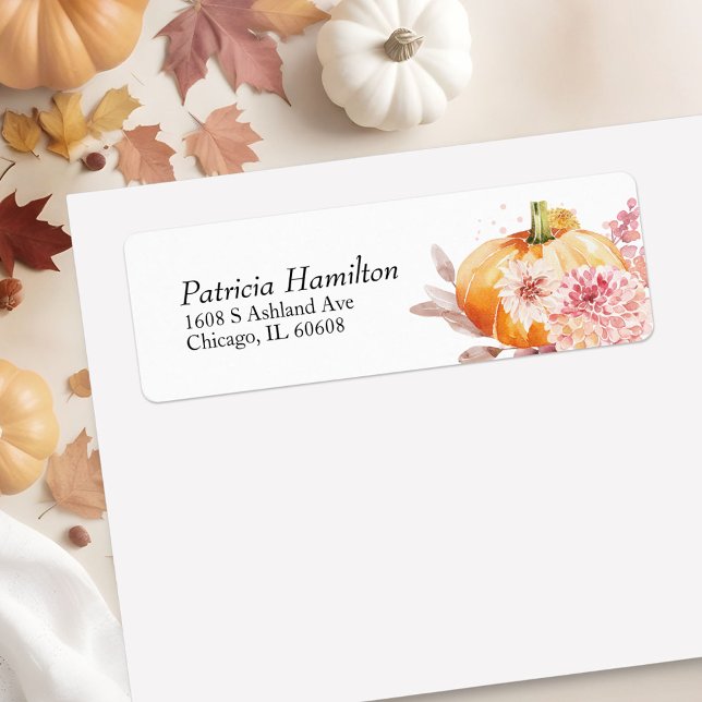 Adorable Pumpkin Fall Baby Shower Return Address Label (Creator Uploaded)