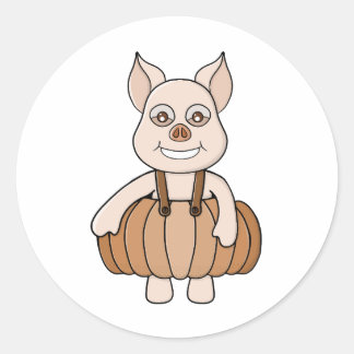 Adorable Pumpkin Pig Classic Round Sticker
