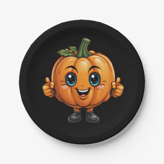 Adorable Pumpkin with Shoes  Paper Plate (Front)