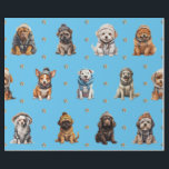 Adorable Puppies 7 Christmas Holiday on Blue Wrapping Paper<br><div class="desc">Cute puppies on holiday wrapping paper will entertain and delight anyone you gift it to! Adorable, quality wrapping paper will be your favourite. Look for all our holiday puppy products in our Happy Holidays, Dog Breed Ornaments, and Holiday Wraps and Accessories Collections. Plus, any animal-themed products sold from the Paws...</div>