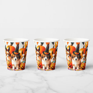 Adorable puppies halloween  paper cups
