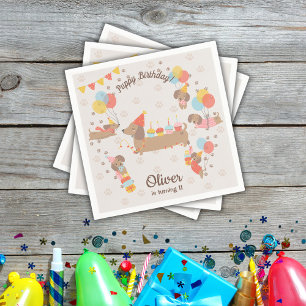 Adorable Puppy Birthday Pawty Napkin