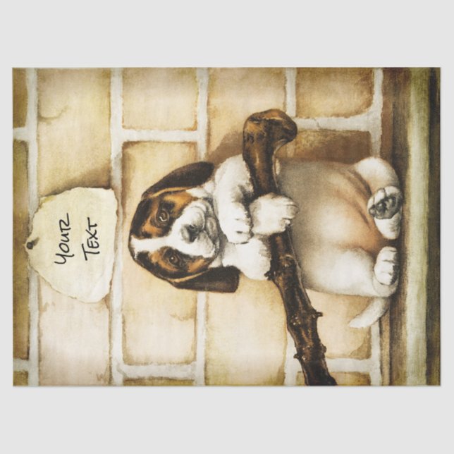 Adorable Puppy Dog Art Decoupage Tissue Paper (Front)