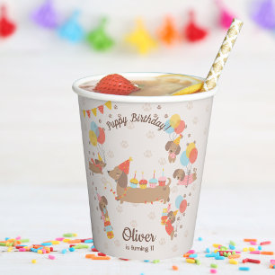 Adorable Puppy Dog Birthday Pawty Paper Cups