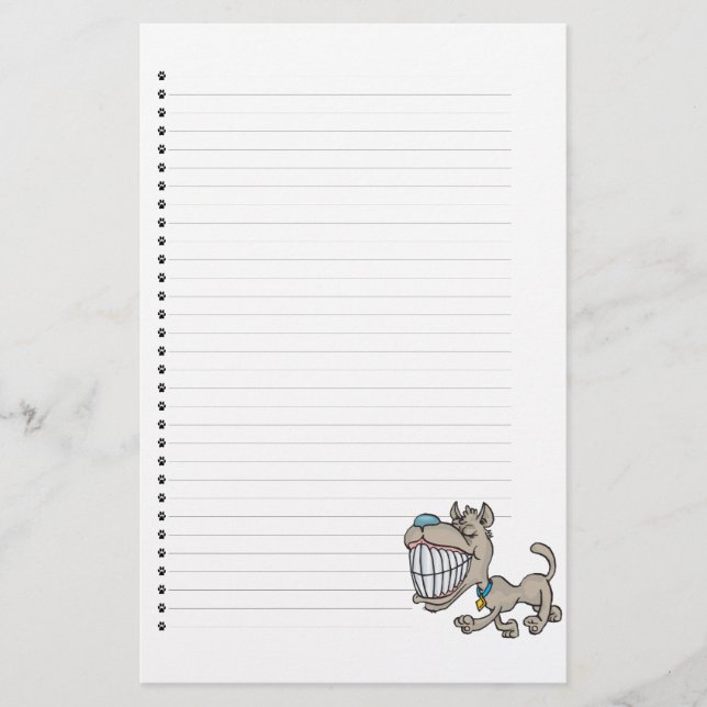 Adorable Puppy Dog Lined Stationery (Front)