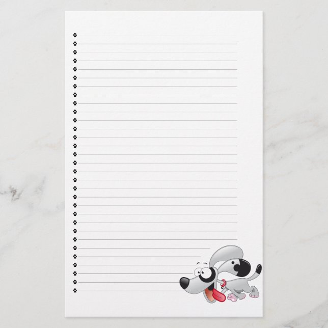 Adorable Puppy Dog Lined Stationery (Front)