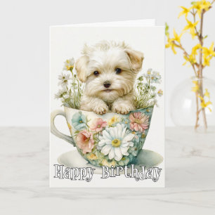 Adorable Puppy In A Tea Cup Card