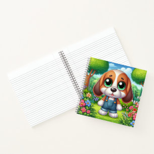 Adorable Puppy In Overalls Notebook