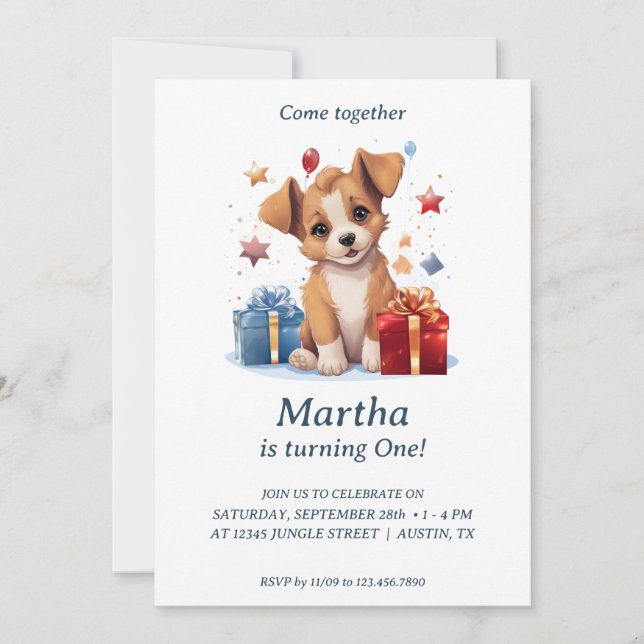 Adorable Puppy Paws: Birthday Party Invitation (Front)