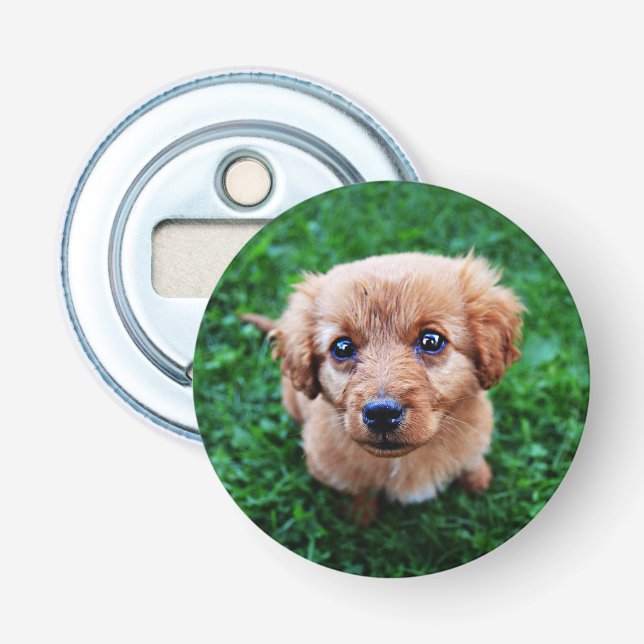Adorable Puppy Photo Bottle Opener (Front)
