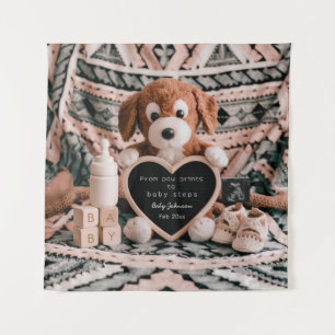 Adorable puppy plushy pregnancy announcement  tapestry