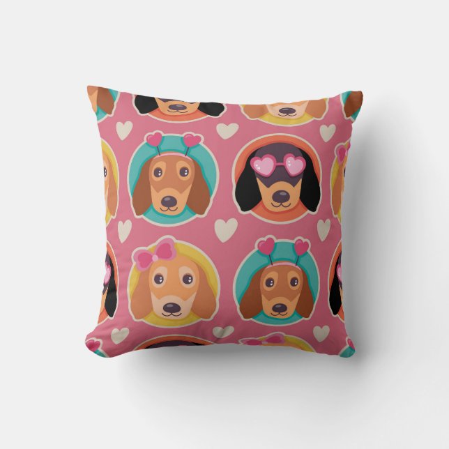 Adorable Puppy Portrait Pattern Cushion (Front)